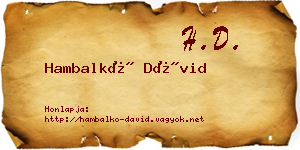 Hambalkó Dávid névjegykártya